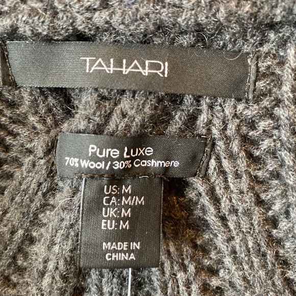 Cashmere Blend TAHARI GRAY CARDIGAN - Picture 5 of 8